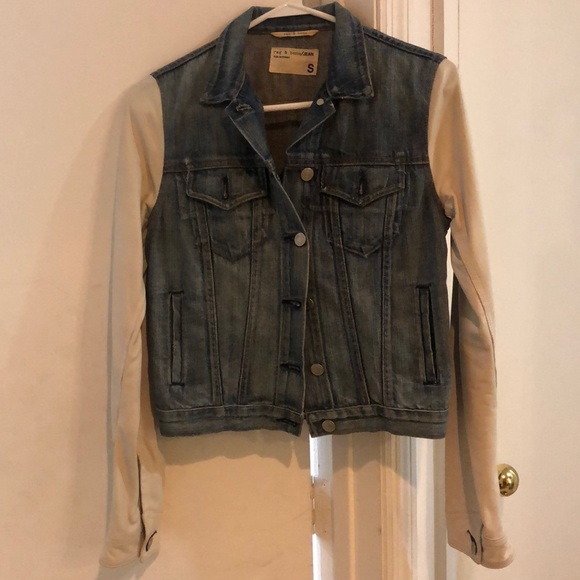 rag & bone Jackets & Blazers - rag & bone/JEAN Small denim jacket/leather sleeves